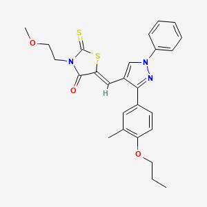 (5Z)-3-(2-methoxyethyl)-5-{[3-(3-methyl-4-propoxyphenyl)-1-phenyl-1H-pyrazol-4-yl]methylidene}-2-thioxo-1,3-thiazolidin-4-one