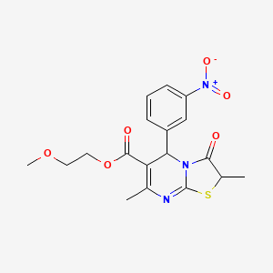 molecular formula C18H19N3O6S B11120781 2-methoxyethyl 2,7-dimethyl-5-(3-nitrophenyl)-3-oxo-2,3-dihydro-5H-[1,3]thiazolo[3,2-a]pyrimidine-6-carboxylate 