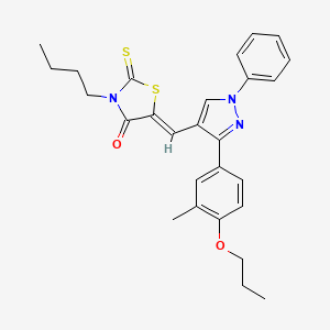 molecular formula C27H29N3O2S2 B11120794 (5Z)-3-butyl-5-{[3-(3-methyl-4-propoxyphenyl)-1-phenyl-1H-pyrazol-4-yl]methylidene}-2-thioxo-1,3-thiazolidin-4-one 