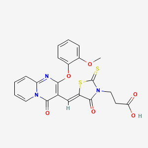 3-[(5Z)-5-{[2-(2-methoxyphenoxy)-4-oxo-4H-pyrido[1,2-a]pyrimidin-3-yl]methylidene}-4-oxo-2-thioxo-1,3-thiazolidin-3-yl]propanoic acid