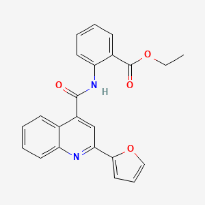 molecular formula C23H18N2O4 B11120842 Ethyl 2-({[2-(furan-2-yl)quinolin-4-yl]carbonyl}amino)benzoate 