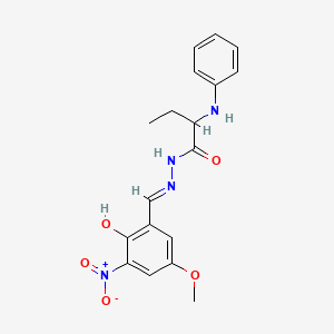 molecular formula C18H20N4O5 B11120855 N'-[(E)-(2-hydroxy-5-methoxy-3-nitrophenyl)methylidene]-2-(phenylamino)butanehydrazide 