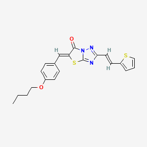 molecular formula C21H19N3O2S2 B11120873 (5Z)-5-(4-butoxybenzylidene)-2-[(E)-2-(thiophen-2-yl)ethenyl][1,3]thiazolo[3,2-b][1,2,4]triazol-6(5H)-one 