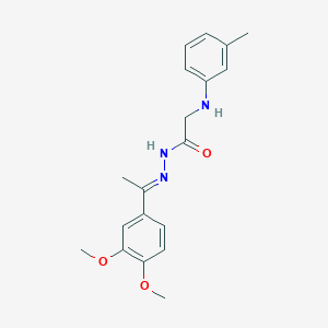 molecular formula C19H23N3O3 B11120890 N'-[(1E)-1-(3,4-Dimethoxyphenyl)ethylidene]-2-[(3-methylphenyl)amino]acetohydrazide 