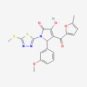 (4E)-4-[hydroxy(5-methylfuran-2-yl)methylidene]-5-(3-methoxyphenyl)-1-[5-(methylsulfanyl)-1,3,4-thiadiazol-2-yl]pyrrolidine-2,3-dione