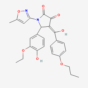 molecular formula C26H26N2O7 B11120958 5-(3-ethoxy-4-hydroxyphenyl)-3-hydroxy-1-(5-methyl-1,2-oxazol-3-yl)-4-[(4-propoxyphenyl)carbonyl]-1,5-dihydro-2H-pyrrol-2-one 