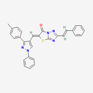 molecular formula C29H21N5OS B11120975 (5Z)-5-{[3-(4-methylphenyl)-1-phenyl-1H-pyrazol-4-yl]methylidene}-2-[(E)-2-phenylethenyl][1,3]thiazolo[3,2-b][1,2,4]triazol-6(5H)-one 