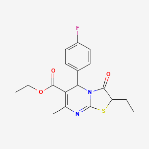 molecular formula C18H19FN2O3S B11120997 ethyl 2-ethyl-5-(4-fluorophenyl)-7-methyl-3-oxo-2,3-dihydro-5H-[1,3]thiazolo[3,2-a]pyrimidine-6-carboxylate 