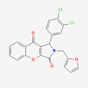 molecular formula C22H13Cl2NO4 B11121002 1-(3,4-Dichlorophenyl)-2-(furan-2-ylmethyl)-1,2-dihydrochromeno[2,3-c]pyrrole-3,9-dione 