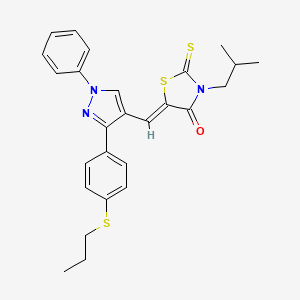 (5Z)-3-(2-methylpropyl)-5-({1-phenyl-3-[4-(propylsulfanyl)phenyl]-1H-pyrazol-4-yl}methylidene)-2-thioxo-1,3-thiazolidin-4-one