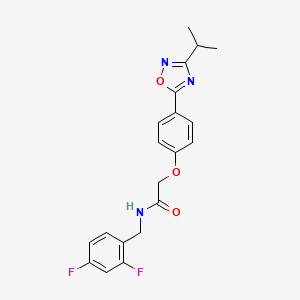 molecular formula C20H19F2N3O3 B11121009 N-(2,4-difluorobenzyl)-2-{4-[3-(propan-2-yl)-1,2,4-oxadiazol-5-yl]phenoxy}acetamide 