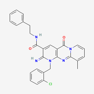 7-[(2-chlorophenyl)methyl]-6-imino-11-methyl-2-oxo-N-(2-phenylethyl)-1,7,9-triazatricyclo[8.4.0.03,8]tetradeca-3(8),4,9,11,13-pentaene-5-carboxamide