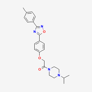 molecular formula C24H28N4O3 B11121080 2-{4-[3-(4-Methylphenyl)-1,2,4-oxadiazol-5-yl]phenoxy}-1-[4-(propan-2-yl)piperazin-1-yl]ethanone 