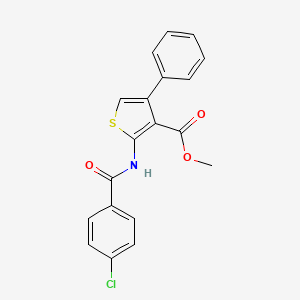 molecular formula C19H14ClNO3S B11121096 Methyl 2-{[(4-chlorophenyl)carbonyl]amino}-4-phenylthiophene-3-carboxylate 