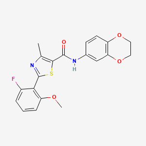 molecular formula C20H17FN2O4S B11121103 N-(2,3-dihydro-1,4-benzodioxin-6-yl)-2-(2-fluoro-6-methoxyphenyl)-4-methyl-1,3-thiazole-5-carboxamide 