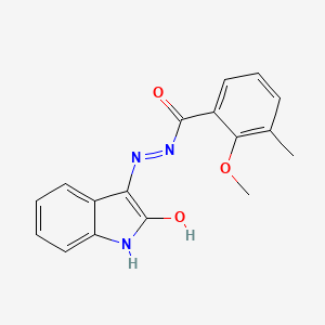 molecular formula C17H15N3O3 B11121120 2-methoxy-3-methyl-N'-[(3E)-2-oxo-1,2-dihydro-3H-indol-3-ylidene]benzohydrazide 