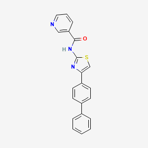 molecular formula C21H15N3OS B11121141 N-(4-([1,1'-biphenyl]-4-yl)thiazol-2-yl)nicotinamide 