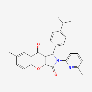 molecular formula C27H24N2O3 B11121145 7-Methyl-2-(6-methylpyridin-2-yl)-1-[4-(propan-2-yl)phenyl]-1,2-dihydrochromeno[2,3-c]pyrrole-3,9-dione 