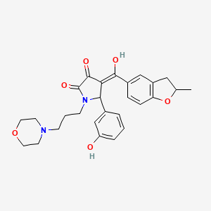 molecular formula C27H30N2O6 B11121192 3-hydroxy-5-(3-hydroxyphenyl)-4-[(2-methyl-2,3-dihydro-1-benzofuran-5-yl)carbonyl]-1-[3-(morpholin-4-yl)propyl]-1,5-dihydro-2H-pyrrol-2-one 