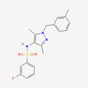 molecular formula C19H20FN3O2S B11121199 N-[3,5-dimethyl-1-(3-methylbenzyl)-1H-pyrazol-4-yl]-3-fluorobenzenesulfonamide 