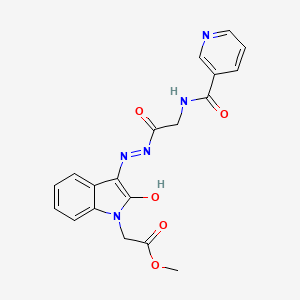 molecular formula C19H17N5O5 B11121265 methyl [(3Z)-2-oxo-3-(2-{[(pyridin-3-ylcarbonyl)amino]acetyl}hydrazinylidene)-2,3-dihydro-1H-indol-1-yl]acetate 