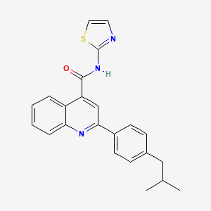 molecular formula C23H21N3OS B11121280 2-[4-(2-methylpropyl)phenyl]-N-(1,3-thiazol-2-yl)quinoline-4-carboxamide 