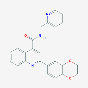 molecular formula C24H19N3O3 B11121285 2-(2,3-dihydro-1,4-benzodioxin-6-yl)-N-(pyridin-2-ylmethyl)quinoline-4-carboxamide 