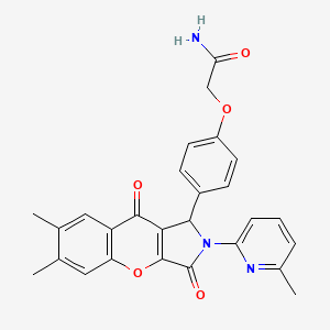 molecular formula C27H23N3O5 B11121318 2-{4-[6,7-Dimethyl-2-(6-methylpyridin-2-yl)-3,9-dioxo-1,2,3,9-tetrahydrochromeno[2,3-c]pyrrol-1-yl]phenoxy}acetamide 