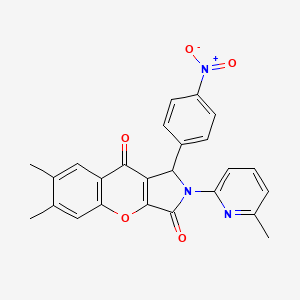 molecular formula C25H19N3O5 B11121327 6,7-Dimethyl-2-(6-methylpyridin-2-yl)-1-(4-nitrophenyl)-1,2-dihydrochromeno[2,3-c]pyrrole-3,9-dione 