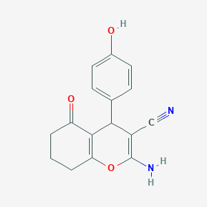 molecular formula C16H14N2O3 B11121328 2-amino-4-(4-hydroxyphenyl)-5-oxo-5,6,7,8-tetrahydro-4H-chromene-3-carbonitrile 