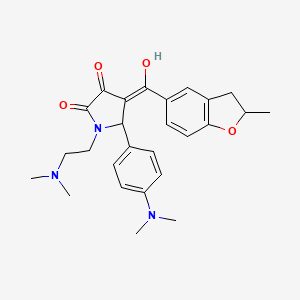 molecular formula C26H31N3O4 B11121329 1-[2-(dimethylamino)ethyl]-5-[4-(dimethylamino)phenyl]-3-hydroxy-4-[(2-methyl-2,3-dihydro-1-benzofuran-5-yl)carbonyl]-1,5-dihydro-2H-pyrrol-2-one 