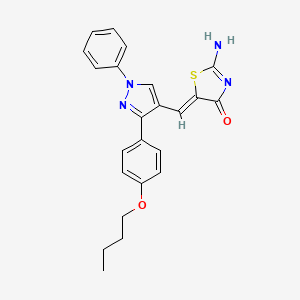 (5Z)-5-{[3-(4-butoxyphenyl)-1-phenyl-1H-pyrazol-4-yl]methylidene}-2-imino-1,3-thiazolidin-4-one