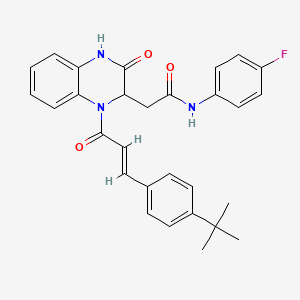 2-{1-[(2E)-3-(4-tert-butylphenyl)prop-2-enoyl]-3-oxo-1,2,3,4-tetrahydroquinoxalin-2-yl}-N-(4-fluorophenyl)acetamide