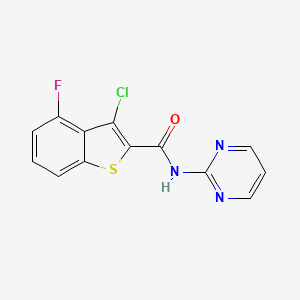 molecular formula C13H7ClFN3OS B11121435 3-Chloro-4-fluoro-N-(pyrimidin-2-yl)benzo[b]thiophene-2-carboxamide CAS No. 588675-49-4