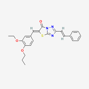 molecular formula C24H23N3O3S B11121450 (5Z)-5-(3-ethoxy-4-propoxybenzylidene)-2-[(E)-2-phenylethenyl][1,3]thiazolo[3,2-b][1,2,4]triazol-6(5H)-one 