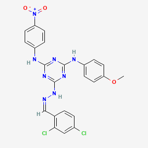 6-[(2Z)-2-(2,4-dichlorobenzylidene)hydrazinyl]-N-(4-methoxyphenyl)-N'-(4-nitrophenyl)-1,3,5-triazine-2,4-diamine