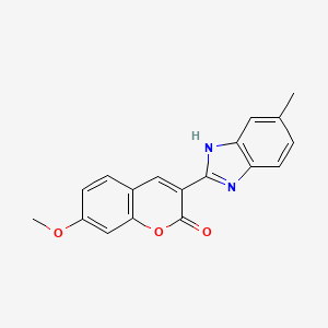 molecular formula C18H14N2O3 B11121474 7-methoxy-3-(5-methyl-1H-benzimidazol-2-yl)-2H-chromen-2-one 