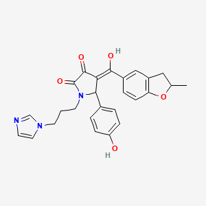 molecular formula C26H25N3O5 B11121502 3-hydroxy-5-(4-hydroxyphenyl)-1-[3-(1H-imidazol-1-yl)propyl]-4-[(2-methyl-2,3-dihydro-1-benzofuran-5-yl)carbonyl]-1,5-dihydro-2H-pyrrol-2-one 