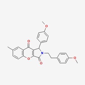 molecular formula C28H25NO5 B11121506 1-(4-Methoxyphenyl)-2-[2-(4-methoxyphenyl)ethyl]-7-methyl-1,2-dihydrochromeno[2,3-c]pyrrole-3,9-dione 