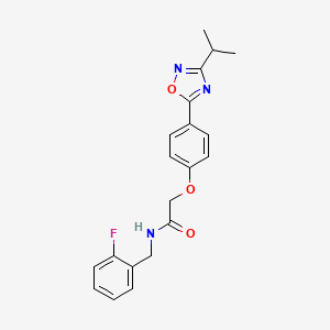 molecular formula C20H20FN3O3 B11121523 N-(2-fluorobenzyl)-2-{4-[3-(propan-2-yl)-1,2,4-oxadiazol-5-yl]phenoxy}acetamide 