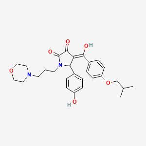 molecular formula C28H34N2O6 B11121528 3-hydroxy-5-(4-hydroxyphenyl)-4-{[4-(2-methylpropoxy)phenyl]carbonyl}-1-[3-(morpholin-4-yl)propyl]-1,5-dihydro-2H-pyrrol-2-one 