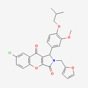 molecular formula C27H24ClNO6 B11121531 7-Chloro-2-(furan-2-ylmethyl)-1-[3-methoxy-4-(2-methylpropoxy)phenyl]-1,2-dihydrochromeno[2,3-c]pyrrole-3,9-dione 