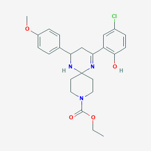 molecular formula C24H28ClN3O4 B11121577 Ethyl 2-(5-chloro-2-hydroxyphenyl)-4-(4-methoxyphenyl)-1,5,9-triazaspiro[5.5]undec-1-ene-9-carboxylate 