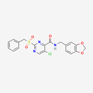 molecular formula C20H16ClN3O5S B11121608 2-benzylsulfonyl-5-chloro-N-piperonyl-pyrimidine-4-carboxamide 