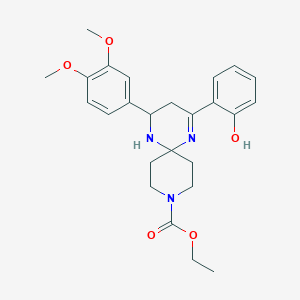 Ethyl 4-(3,4-dimethoxyphenyl)-2-(2-hydroxyphenyl)-1,5,9-triazaspiro[5.5]undec-1-ene-9-carboxylate