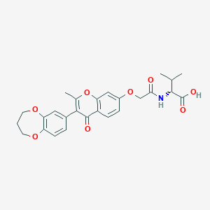 molecular formula C26H27NO8 B11121640 2-(2-{[3-(3,4-Dihydro-2H-1,5-benzodioxepin-7-YL)-2-methyl-4-oxo-4H-chromen-7-YL]oxy}acetamido)-3-methylbutanoic acid 