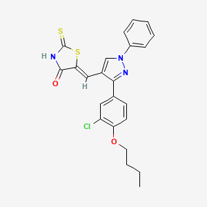 molecular formula C23H20ClN3O2S2 B11121662 (5Z)-5-{[3-(4-butoxy-3-chlorophenyl)-1-phenyl-1H-pyrazol-4-yl]methylidene}-2-thioxo-1,3-thiazolidin-4-one 