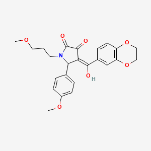 (4E)-4-[2,3-dihydro-1,4-benzodioxin-6-yl(hydroxy)methylidene]-5-(4-methoxyphenyl)-1-(3-methoxypropyl)pyrrolidine-2,3-dione