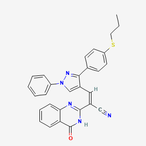 molecular formula C29H23N5OS B11121677 (2Z)-2-(4-oxo-3,4-dihydroquinazolin-2-yl)-3-{1-phenyl-3-[4-(propylsulfanyl)phenyl]-1H-pyrazol-4-yl}prop-2-enenitrile 