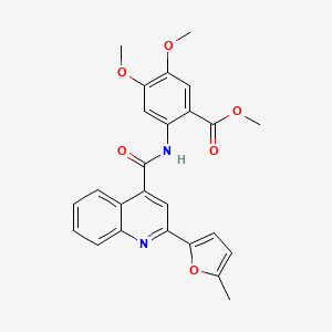 molecular formula C25H22N2O6 B11121730 Methyl 4,5-dimethoxy-2-({[2-(5-methylfuran-2-yl)quinolin-4-yl]carbonyl}amino)benzoate 